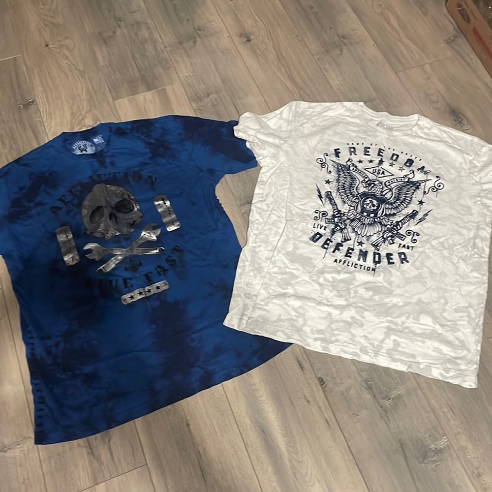 Affliction shirts, 2 shirts size 2XL. Like new only worn a few times
